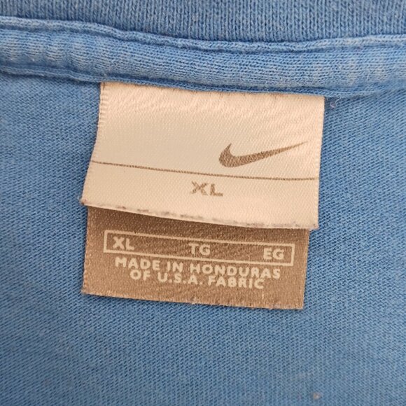 Nike Mens XL Cotton T Shirt Blue Short Sleeve Red Nike Swoosh Logo Mens XL - Picture 4 of 6